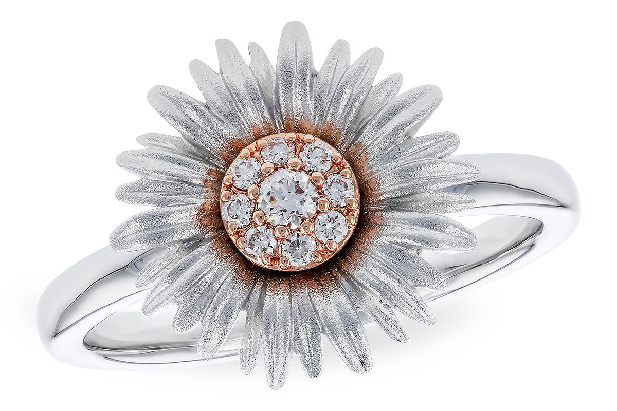 Allison Kaufman Diamond Ring in 14K Rose & White Gold, 0.10 ctw