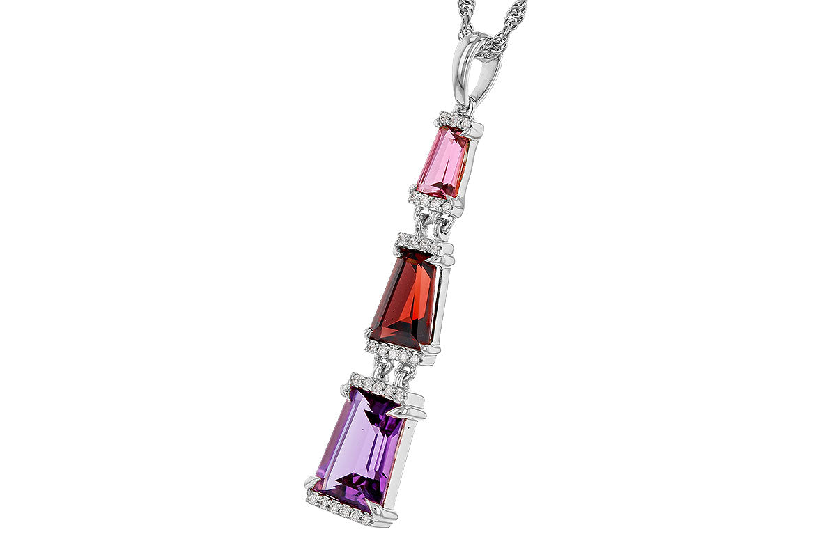 Allison Kaufman Multi-Gemstone & Diamond Necklace in 14K White Gold, 2.37 ctw, alternate view
