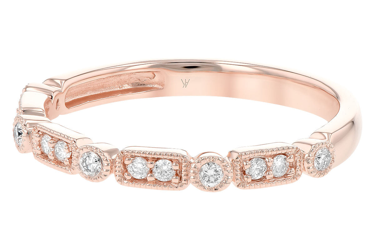 Allison Kaufman Diamond Wedding Band in 14K Rose Gold, 0.13 ctw (W2401), alternate view