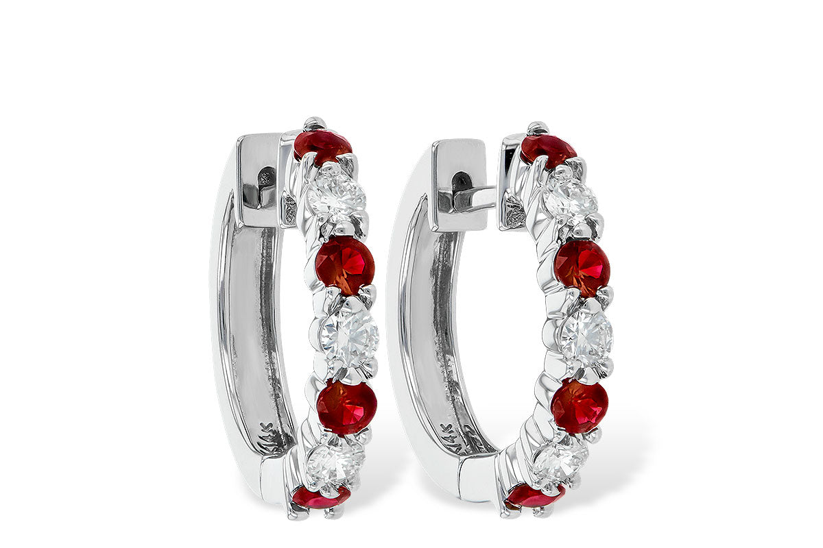 Allison Kaufman Ruby & Diamond Earrings in 14K White Gold, 1.05 ctw