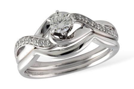 Allison Kaufman Diamond Bridal Set in 14K White Gold, 0.34 ctw