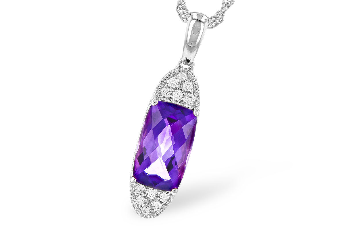 Allison Kaufman Amethyst & Diamond Necklace in 14K White Gold, 1.70 ctw (N8350)
