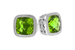 Allison Kaufman Peridot Earrings in 14K White Gold, 1.90 ctw