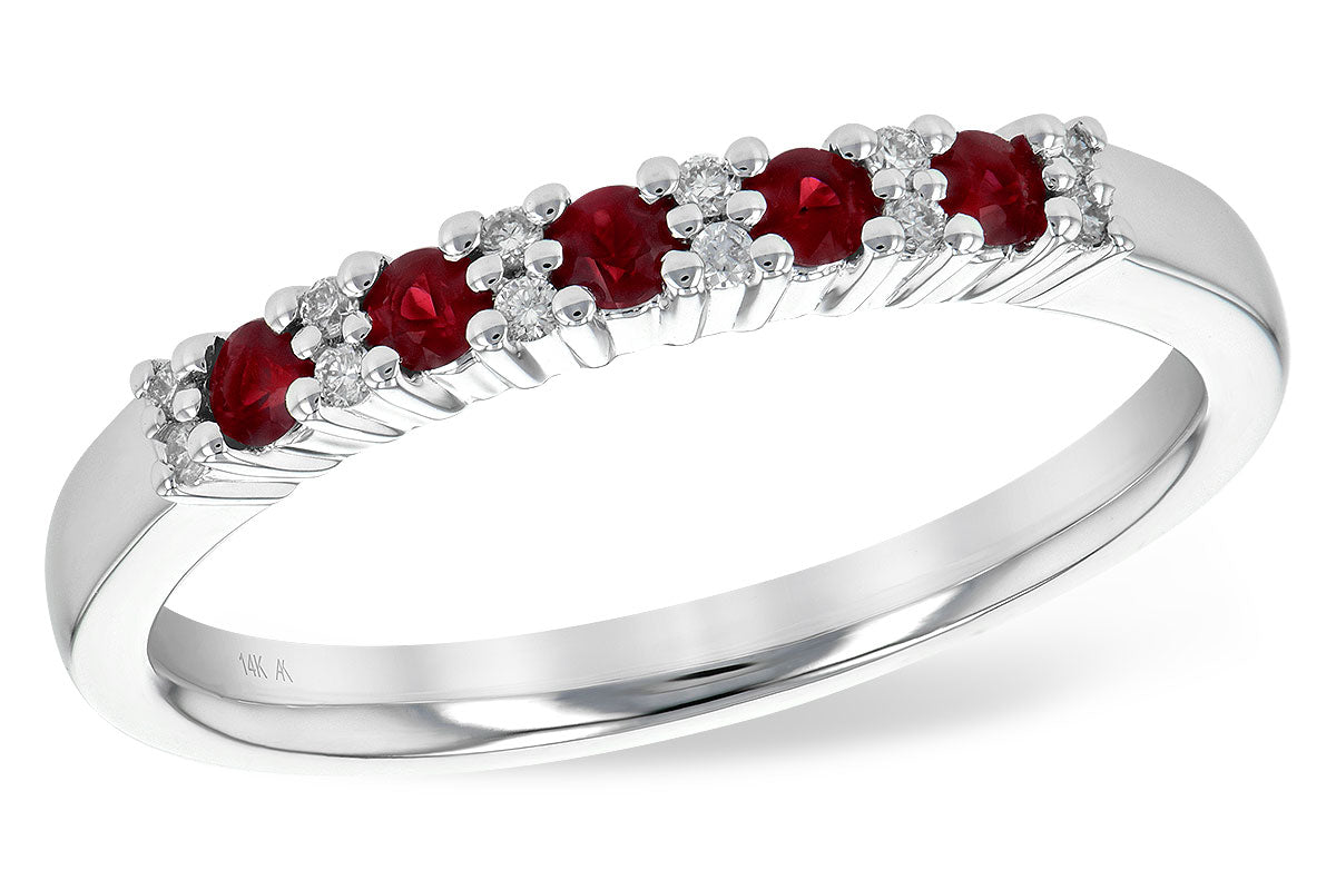 Allison Kaufman Ruby & Diamond Wedding Band in 14K White Gold, 0.29 ctw