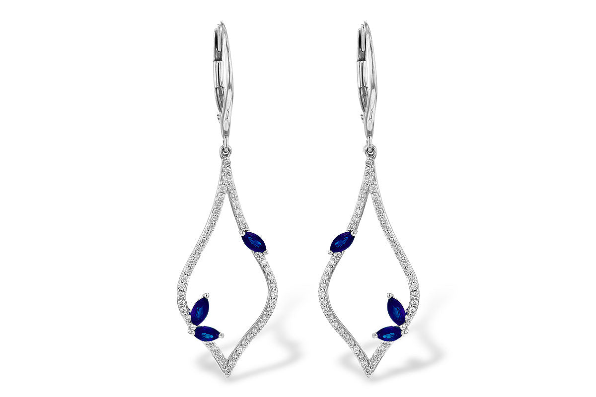 Allison Kaufman Sapphire & Diamond Earrings in 14K White Gold, 0.95 ctw