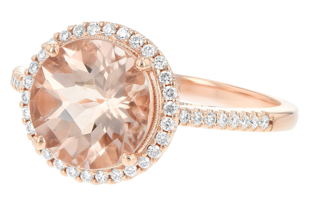 Allison Kaufman Morganite & Diamond Ring in 14K Rose Gold, 2.30 ctw, alternate view