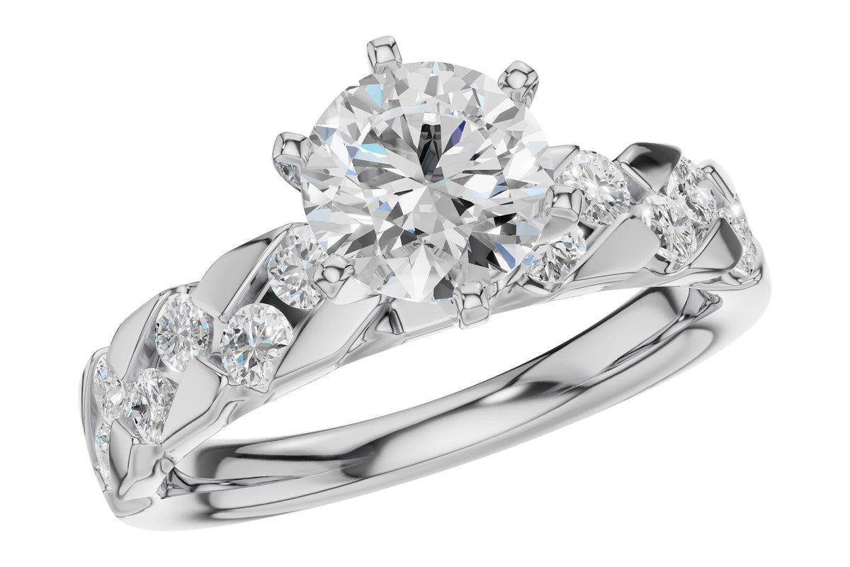 Allison Kaufman Diamond Engagement Ring Semi-Mount in 14K White Gold, 0.56 ctw
