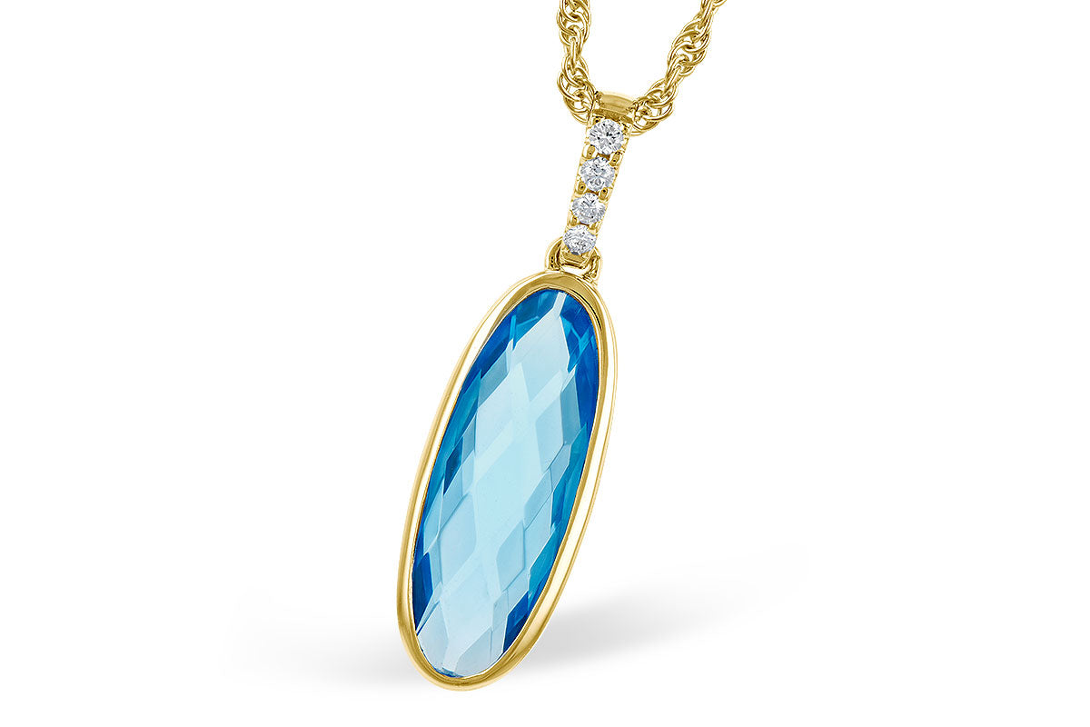 Allison Kaufman Blue Topaz & Diamond Necklace in 14K Yellow Gold, 1.93 ctw