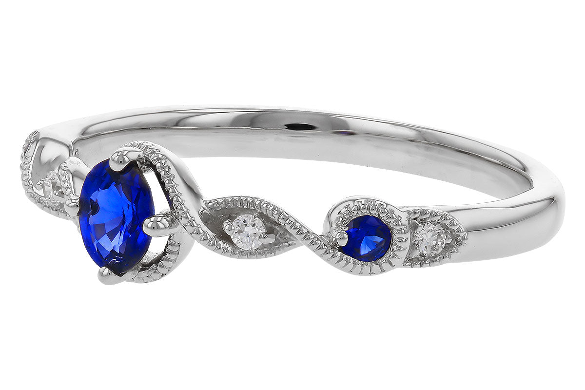 Allison Kaufman Sapphire & Diamond Ring in 14K White Gold, 0.34 ctw, alternate view