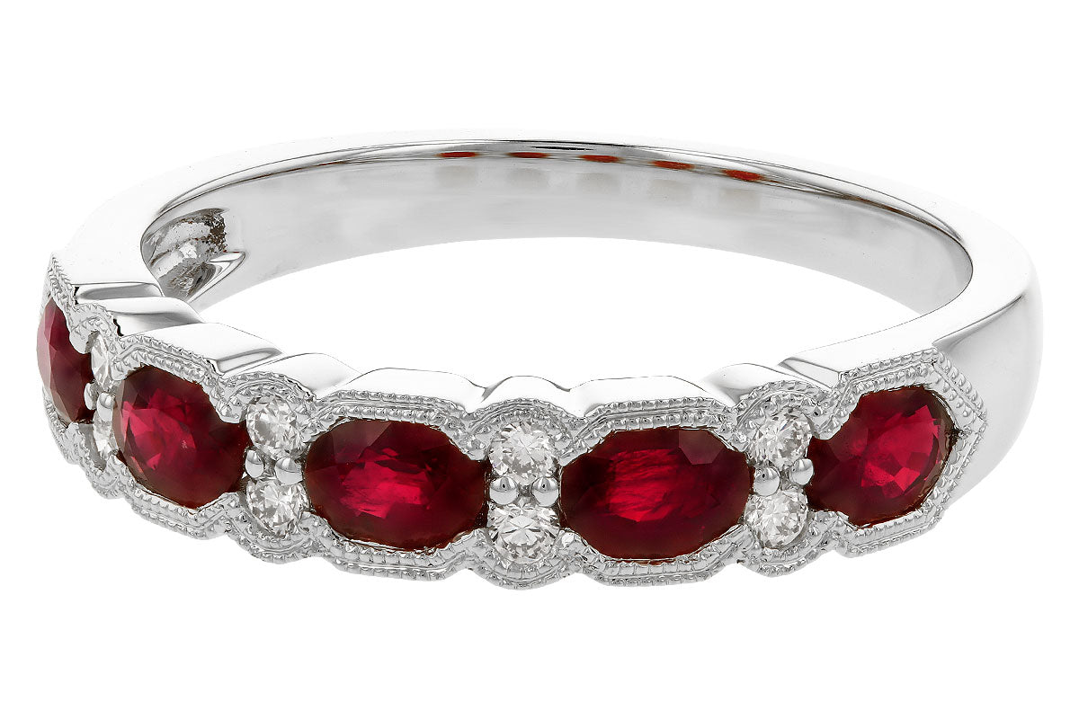 Allison Kaufman Ruby & Diamond Wedding Band in 14K White Gold, 1.00 ctw, alternate view