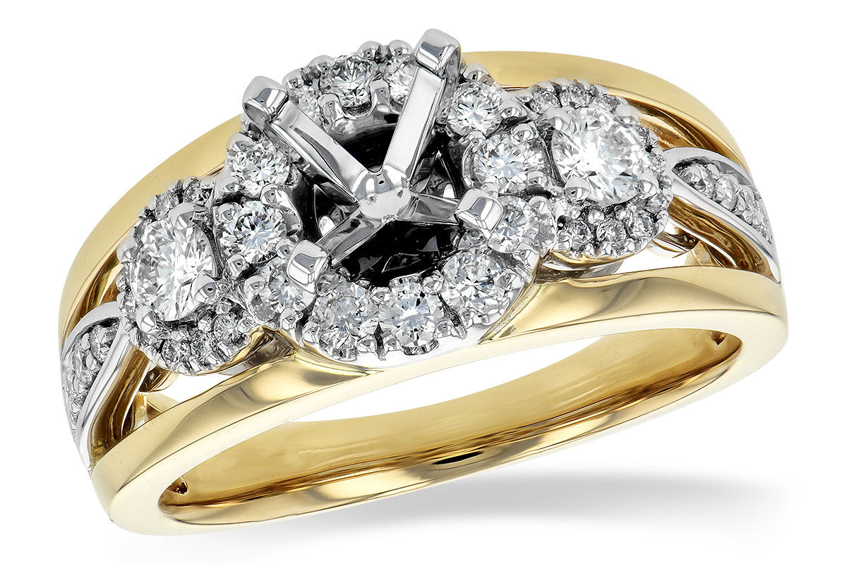 Allison Kaufman Diamond Engagement Ring Semi-Mount in 14K Yellow & White Gold, 0.60 ctw (L7707)