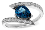 Allison Kaufman London Blue Topaz & Diamond Ring in 14K White Gold, 1.28 ctw