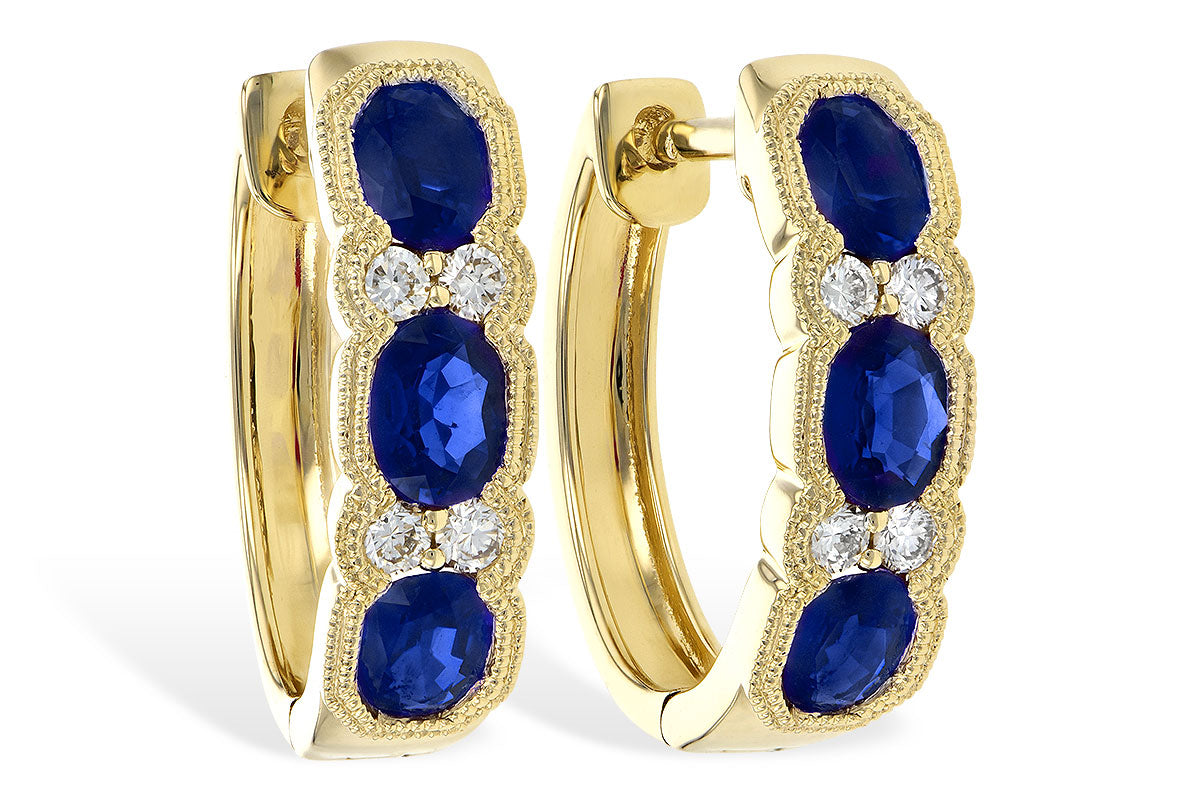Allison Kaufman Sapphire & Diamond Earrings in 14K Yellow Gold, 1.55 ctw