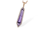 Allison Kaufman Amethyst & Diamond Necklace in 14K Rose Gold, 2.85 ctw