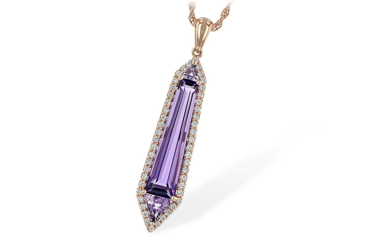 Allison Kaufman Amethyst & Diamond Necklace in 14K Rose Gold, 2.85 ctw
