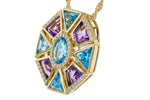 Allison Kaufman Blue Topaz, Amethyst & Diamond Necklace in 14K Yellow Gold, 4.65 ctw, alternate view