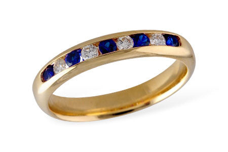 Allison Kaufman Sapphire & Diamond Wedding Band in 14K Yellow Gold, 0.38 ctw