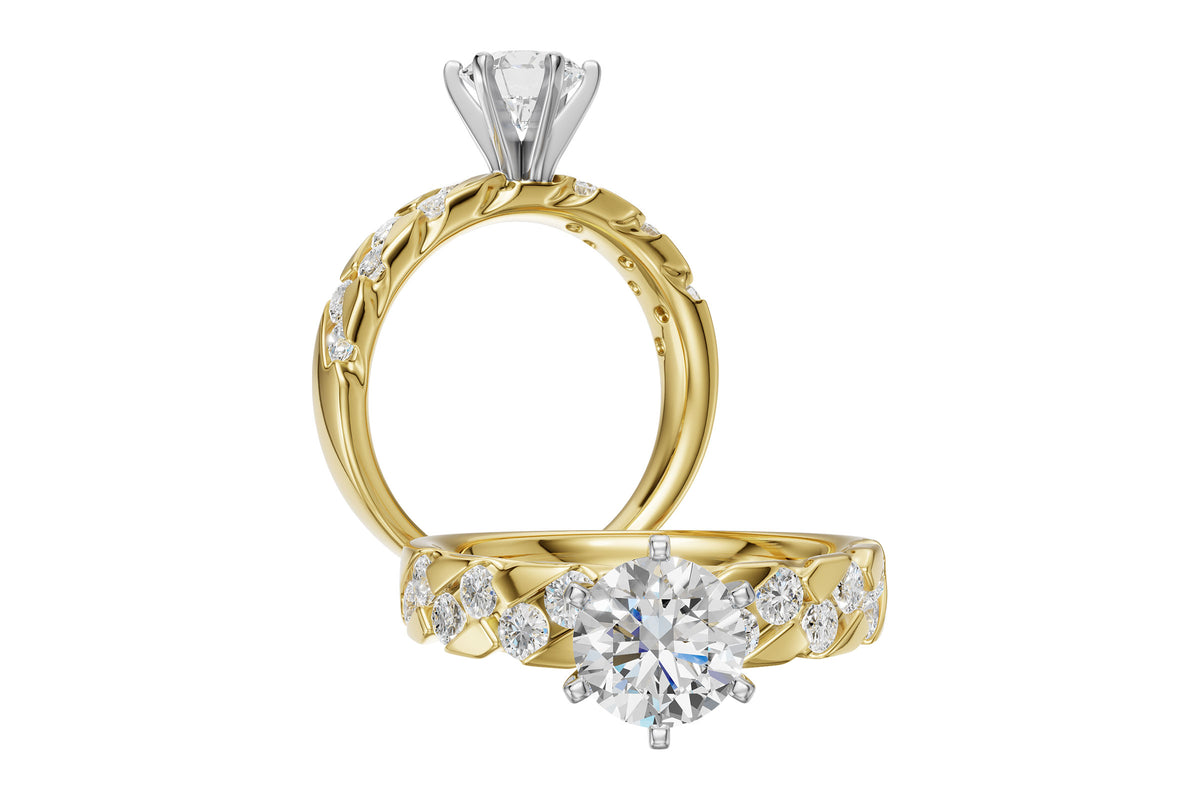 Allison Kaufman Diamond Engagement Ring Semi-Mount in 14K Yellow Gold, 0.56 ctw, alternate view