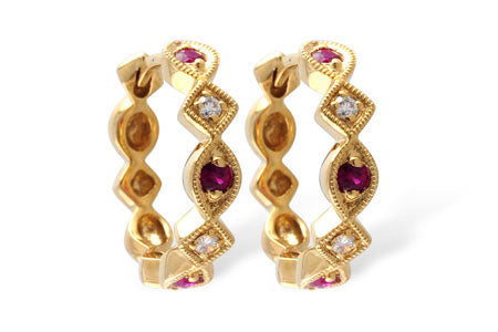 Allison Kaufman Ruby & Diamond Earrings in 14K Yellow Gold, 0.25 ctw