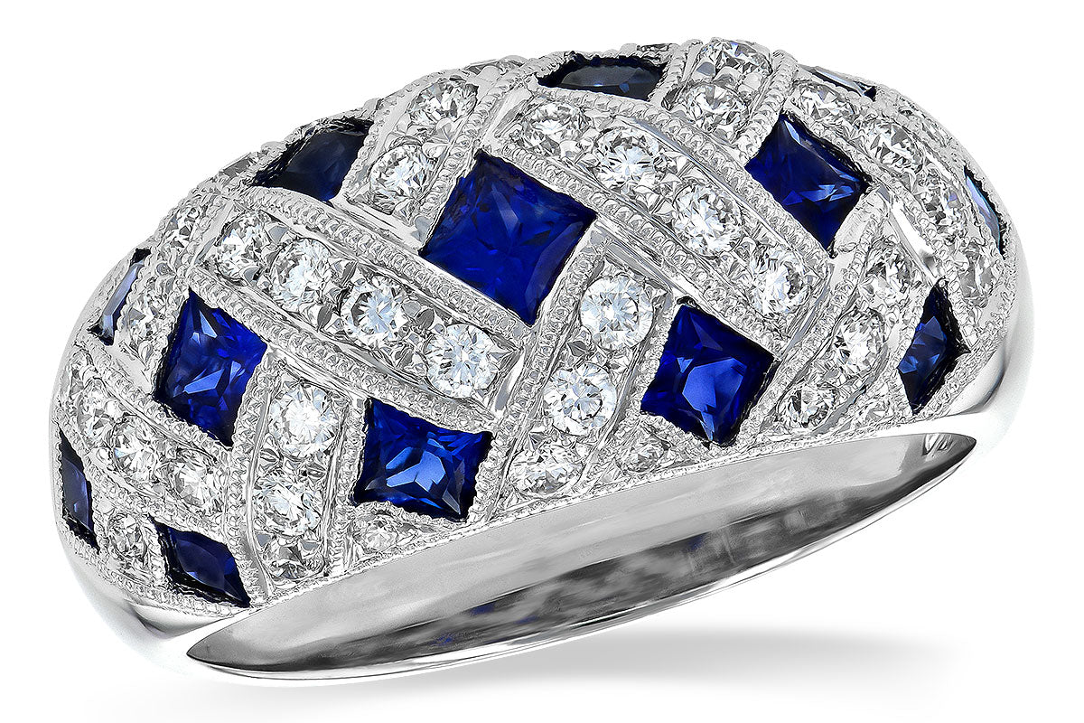 Allison Kaufman Sapphire & Diamond Wedding Band in 14K White Gold, 1.89 ctw