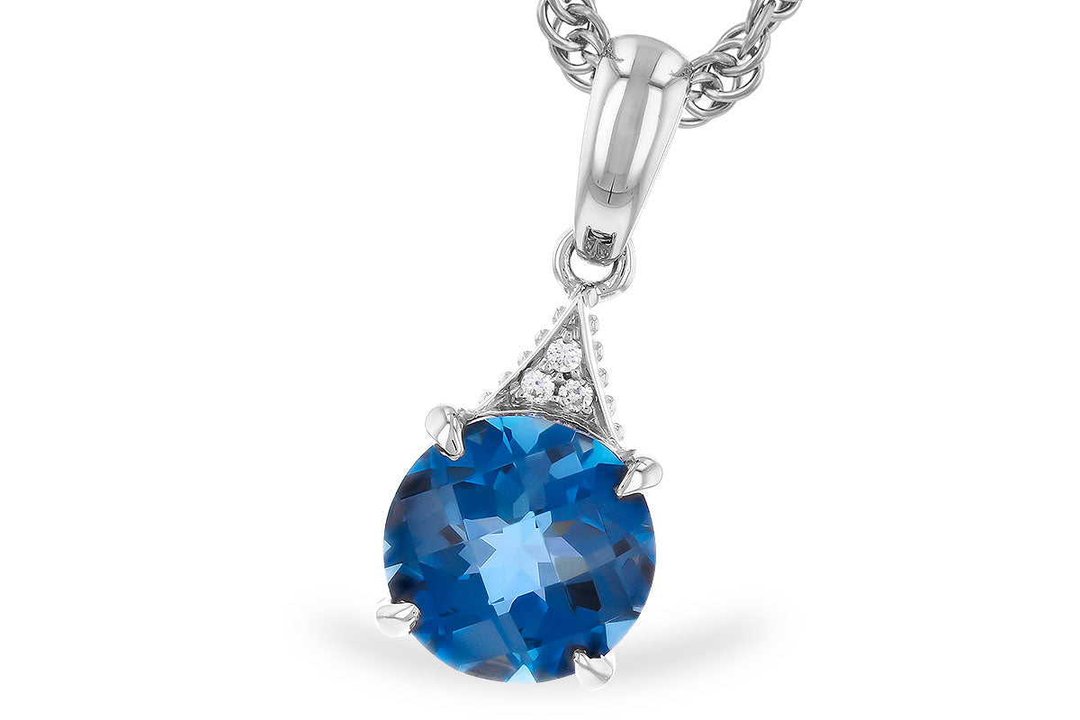 Allison Kaufman London Blue Topaz & Diamond Necklace in 14K White Gold, 1.61 ctw