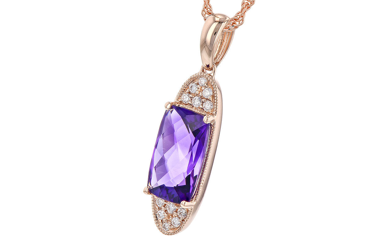 Allison Kaufman Amethyst & Diamond Necklace in 14K Rose Gold, 1.70 ctw (N8350), alternate view