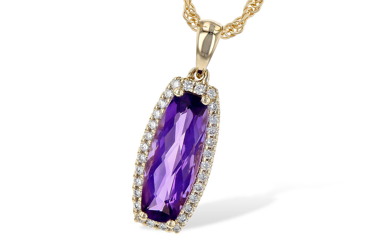 Allison Kaufman Amethyst & Diamond Necklace in 14K Yellow Gold, 1.46 ctw