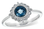 Allison Kaufman Blue Topaz & Diamond Ring in 14K White Gold, 1.05 ctw