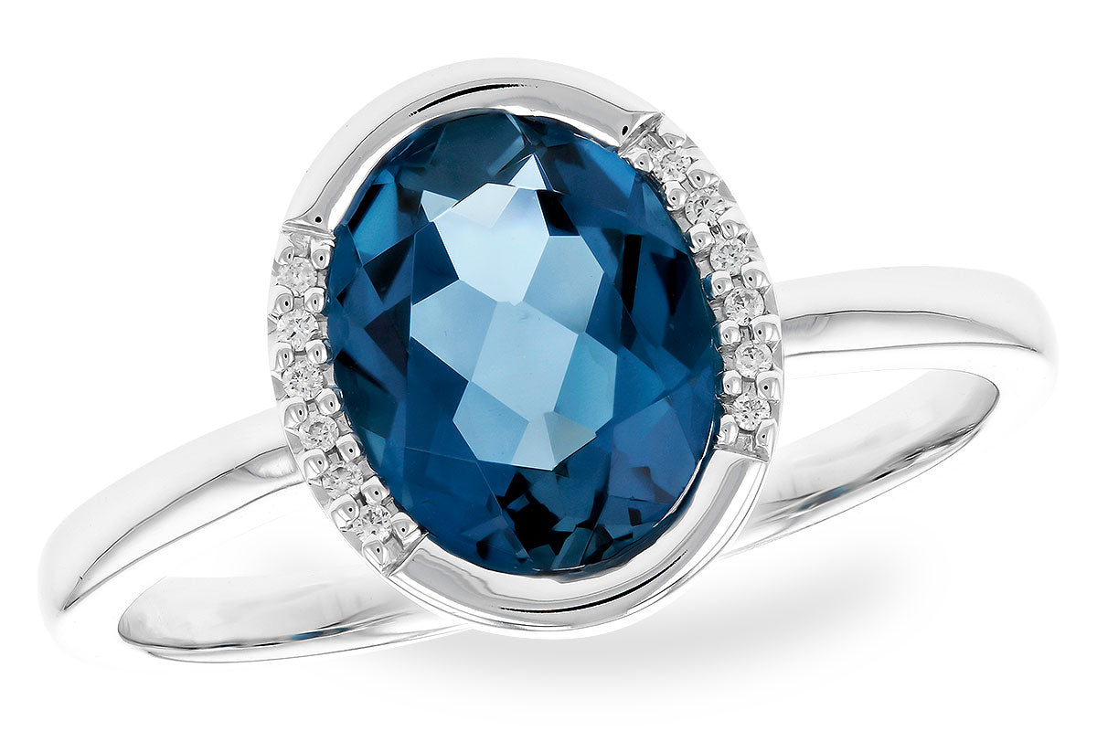 Allison Kaufman London Blue Topaz & Diamond Ring in 14K White Gold, 1.93 ctw