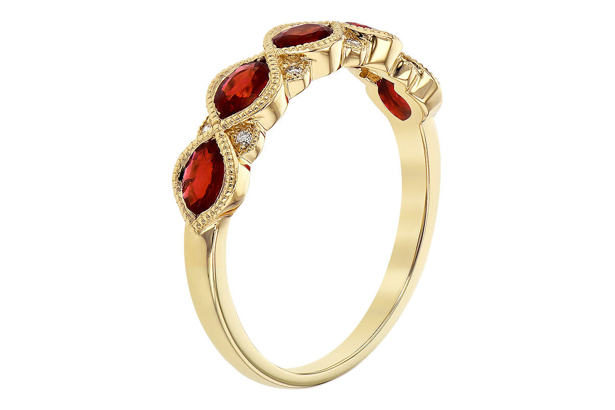 Allison Kaufman Ruby & Diamond Wedding Band in 14K Yellow Gold, 1.04 ctw, alternate view