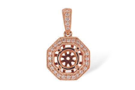 Allison Kaufman Diamond Pendant Semi-Mount in 14K Rose Gold, 0.14 ctw