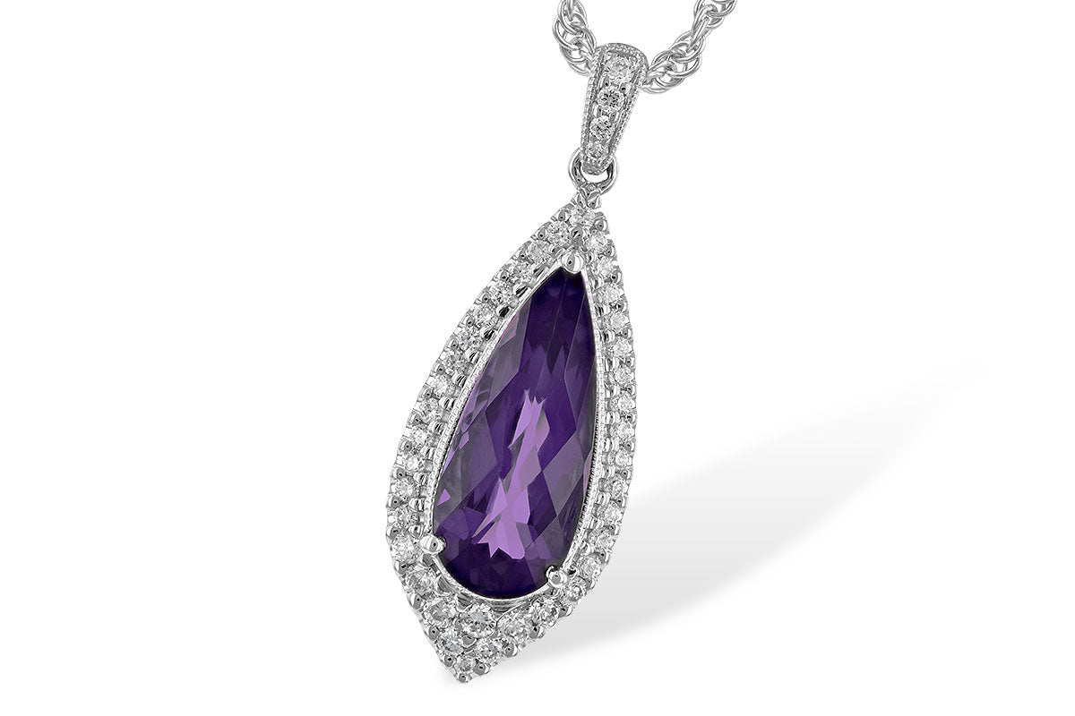 Allison Kaufman Amethyst & Diamond Necklace in 14K White Gold, 2.26 ctw