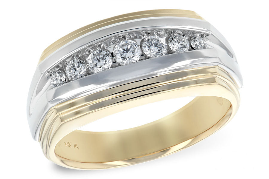 Allison Kaufman Diamond Men's Wedding Band in 14K Yellow & White Gold, 0.50 ctw