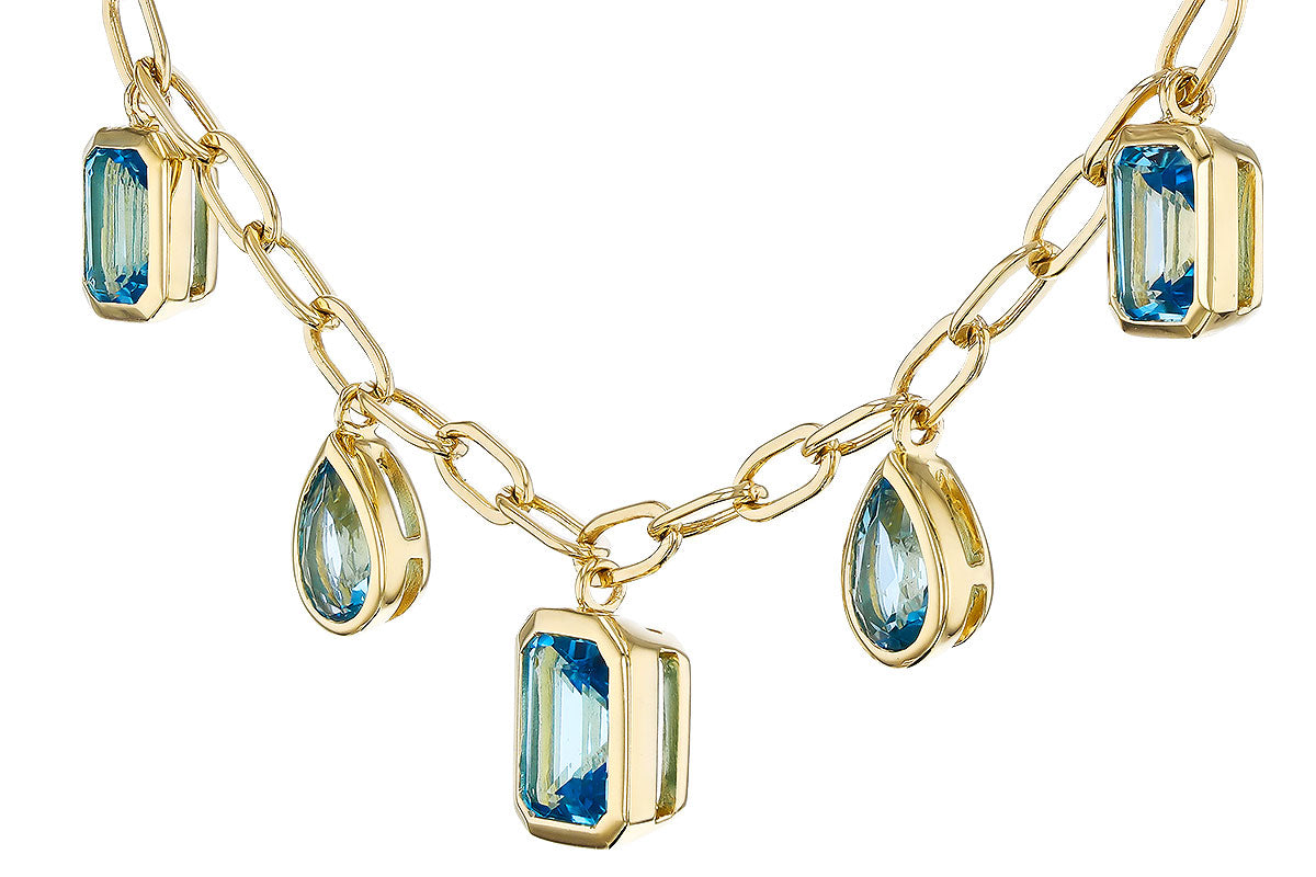 Allison Kaufman Blue Topaz Necklace in 14K Yellow Gold, 4.10 ctw, alternate view