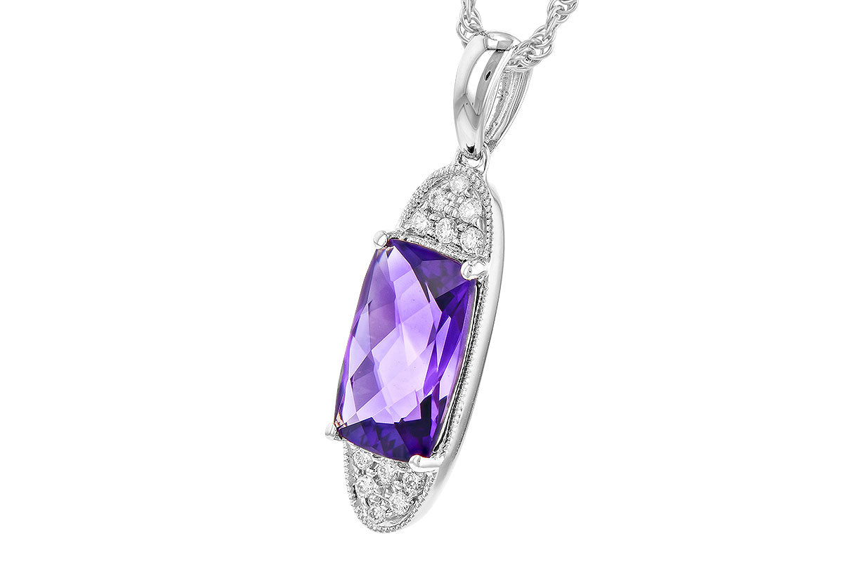 Allison Kaufman Amethyst & Diamond Necklace in 14K White Gold, 1.70 ctw (N8350), alternate view