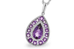 Allison Kaufman Amethyst & Diamond Necklace in 14K White Gold, 2.05 ctw