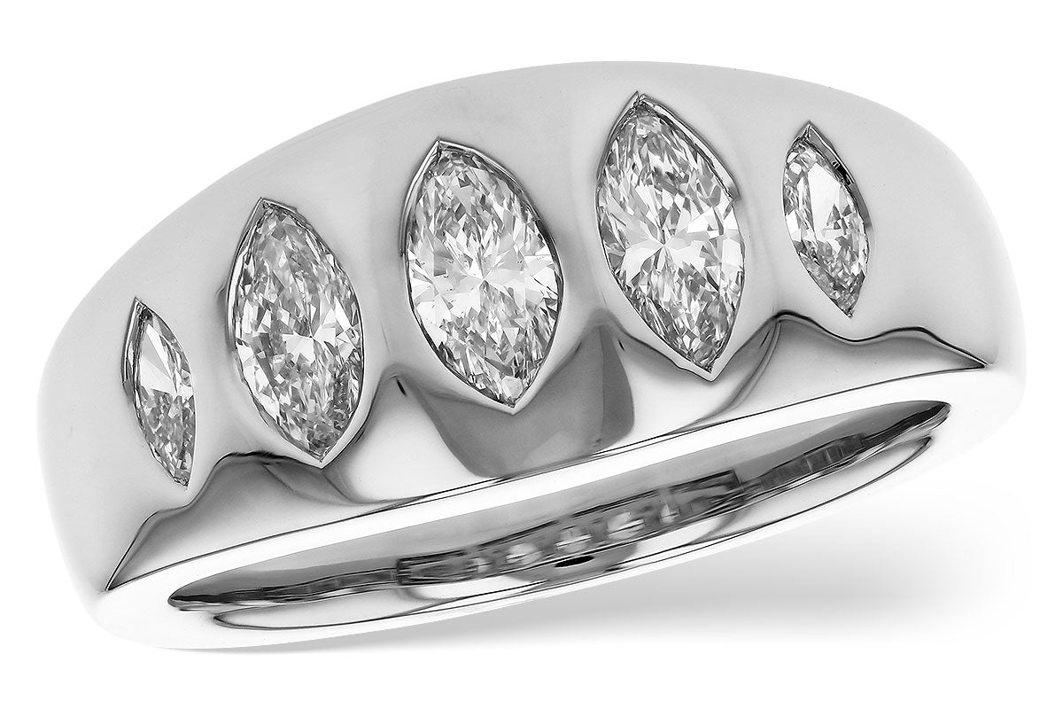Allison Kaufman Fancy-Cut Diamond Wedding Band in 14K White Gold, 0.95 ctw