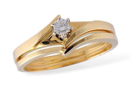 Allison Kaufman Diamond Bridal Set in 14K Yellow Gold, 0.09 ctw