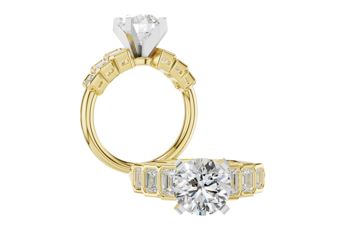 Allison Kaufman Fancy-Cut Diamond Engagement Ring Semi-Mount in 14K Yellow Gold, 0.92 ctw, alternate view
