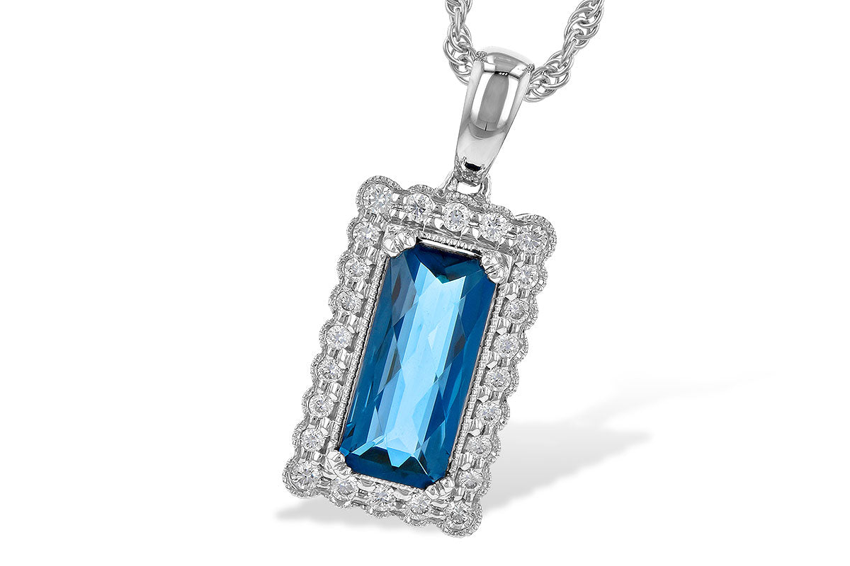 Allison Kaufman London Blue Topaz & Diamond Necklace in 14K White Gold, 1.70 ctw (N8172)