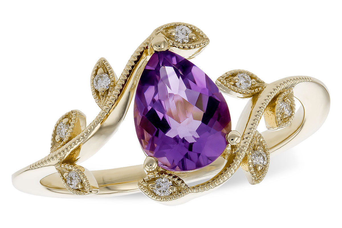 Allison Kaufman Amethyst & Diamond Ring in 14K Yellow Gold, 0.94 ctw