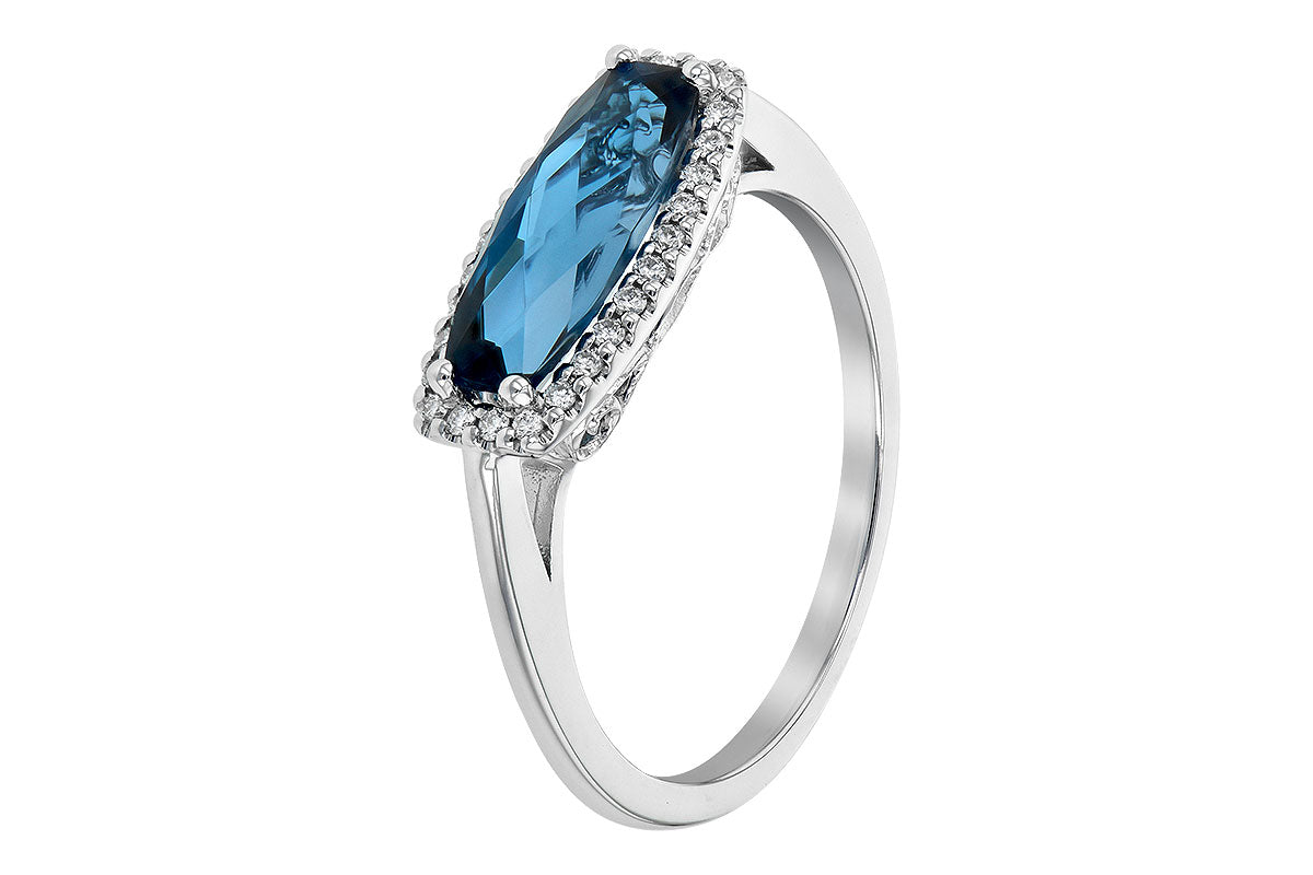 Allison Kaufman London Blue Topaz & Diamond Ring in 14K White Gold, 1.90 ctw, alternate view
