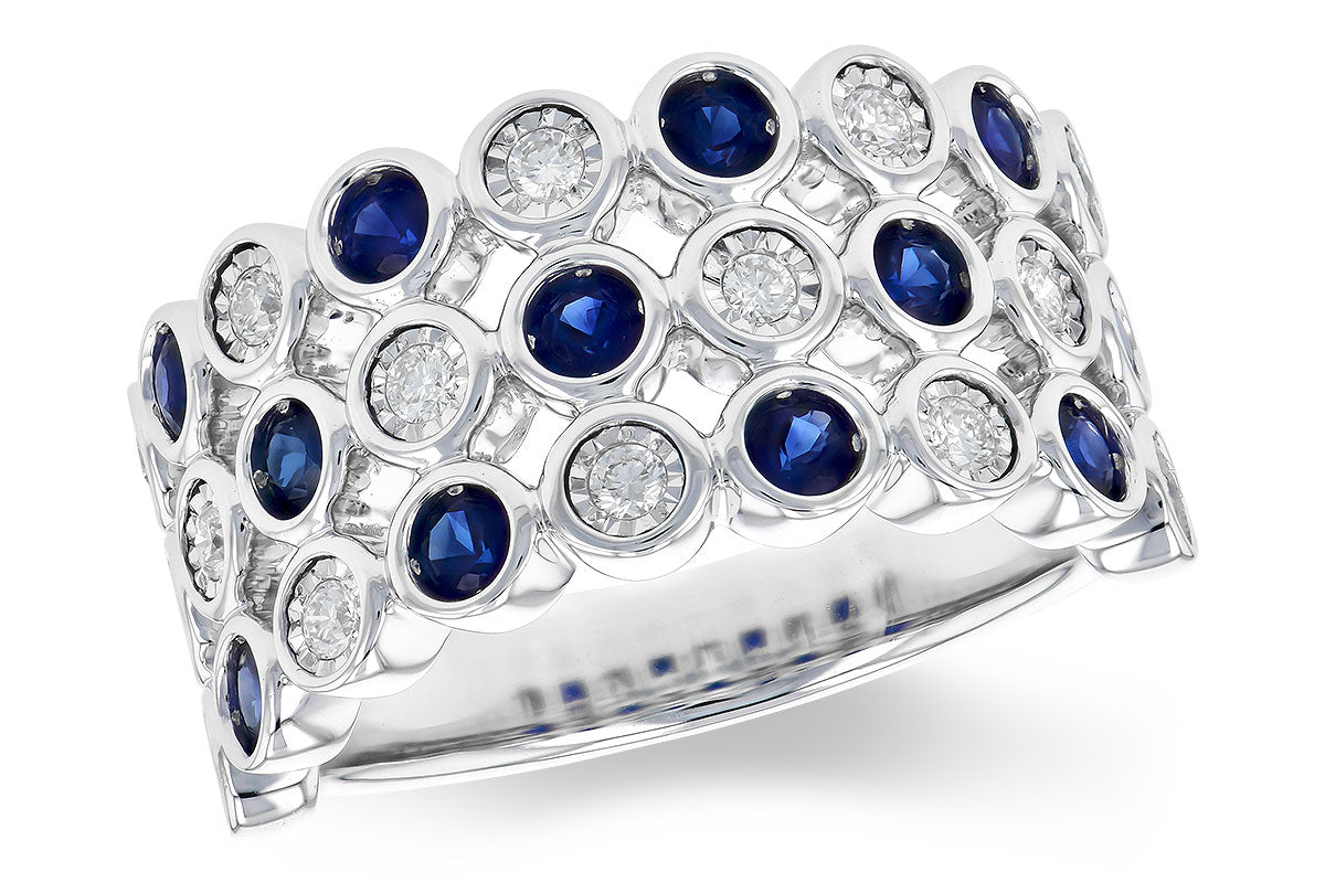 Allison Kaufman Sapphire & Diamond Wedding Band in 14K White Gold, 1.10 ctw (W2454)