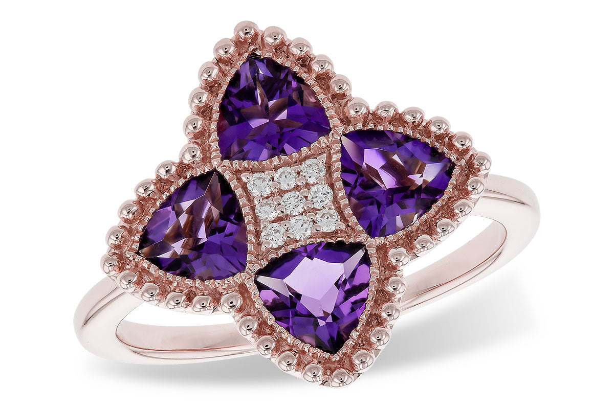 Allison Kaufman Amethyst & Diamond Ring in 14K Rose Gold, 1.32 ctw (D6042)