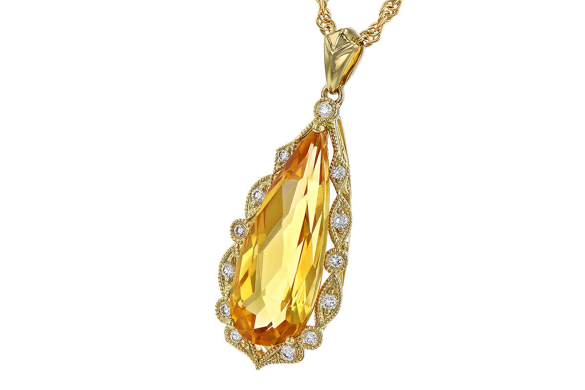 Allison Kaufman Citrine & Diamond Necklace in 14K Yellow Gold, 3.50 ctw, alternate view