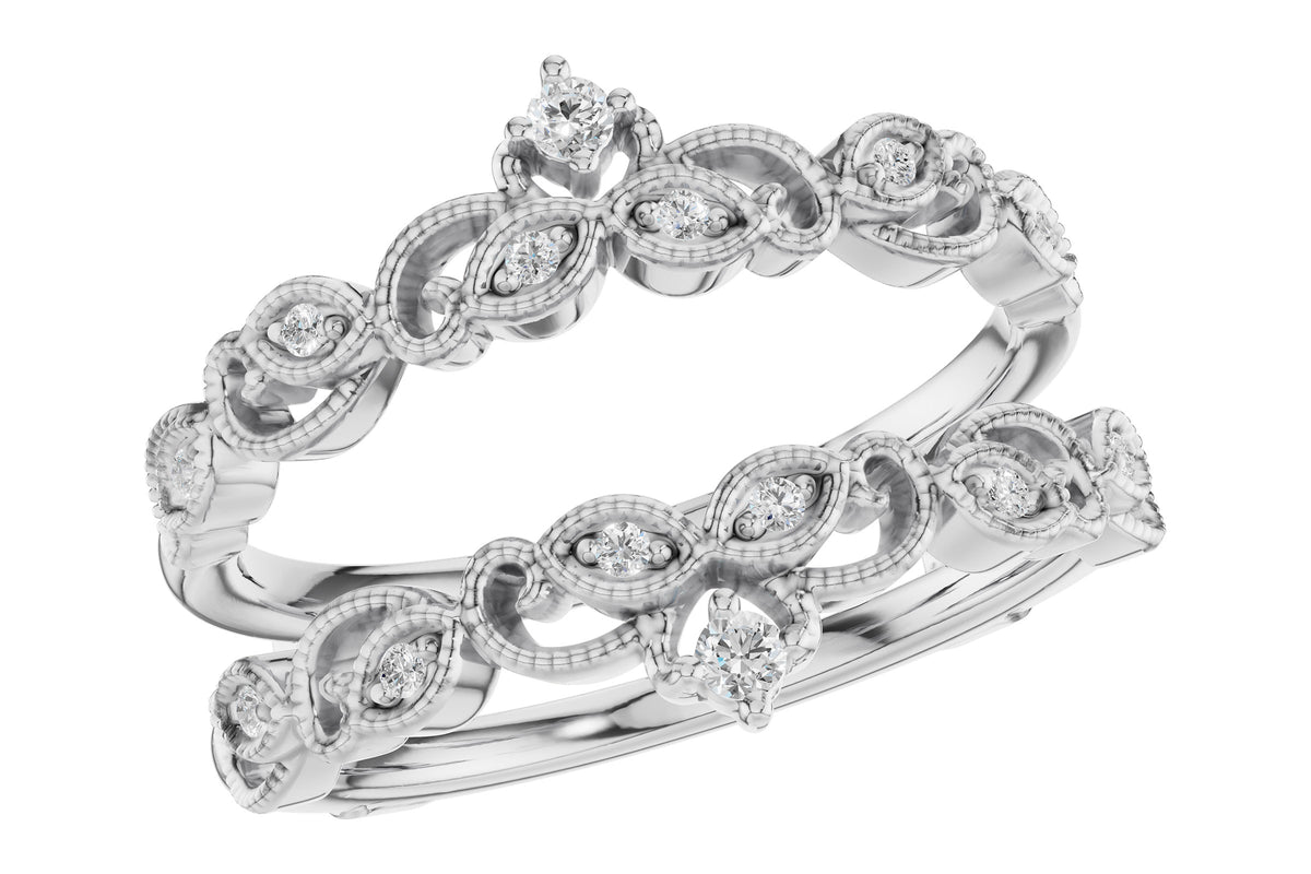 Allison Kaufman Diamond Ring Guard in 14K White Gold, 0.08 ctw