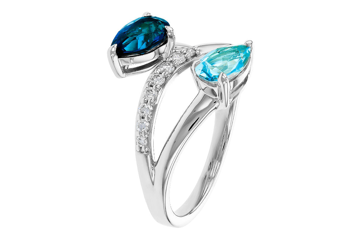 Allison Kaufman Blue Topaz & Diamond Ring in 14K White Gold, 3.70 ctw, alternate view