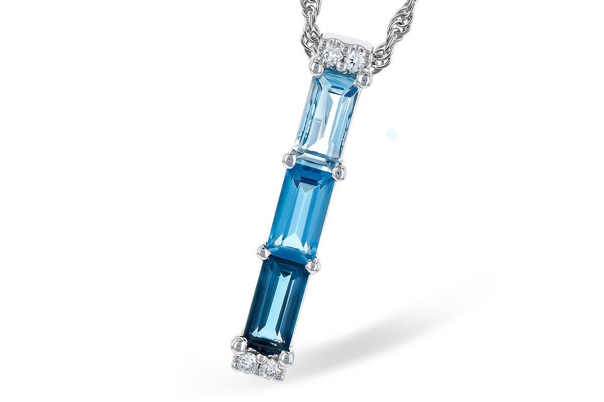 Allison Kaufman Blue Topaz & Diamond Necklace in 14K White Gold, 1.30 ctw