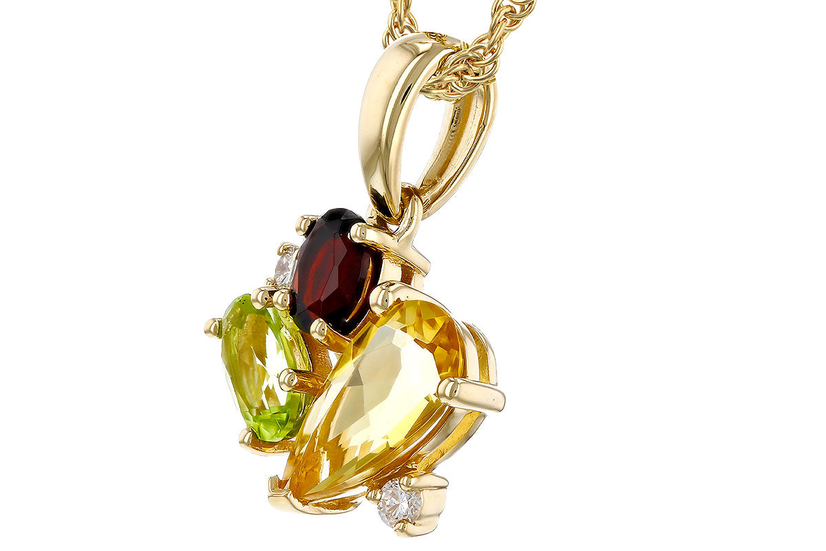 Allison Kaufman Multi-Gemstone & Diamond Necklace in 14K Yellow Gold, 0.82 ctw, alternate view