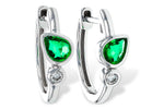 Allison Kaufman Emerald & Diamond Earrings in 14K White Gold, 0.44 ctw
